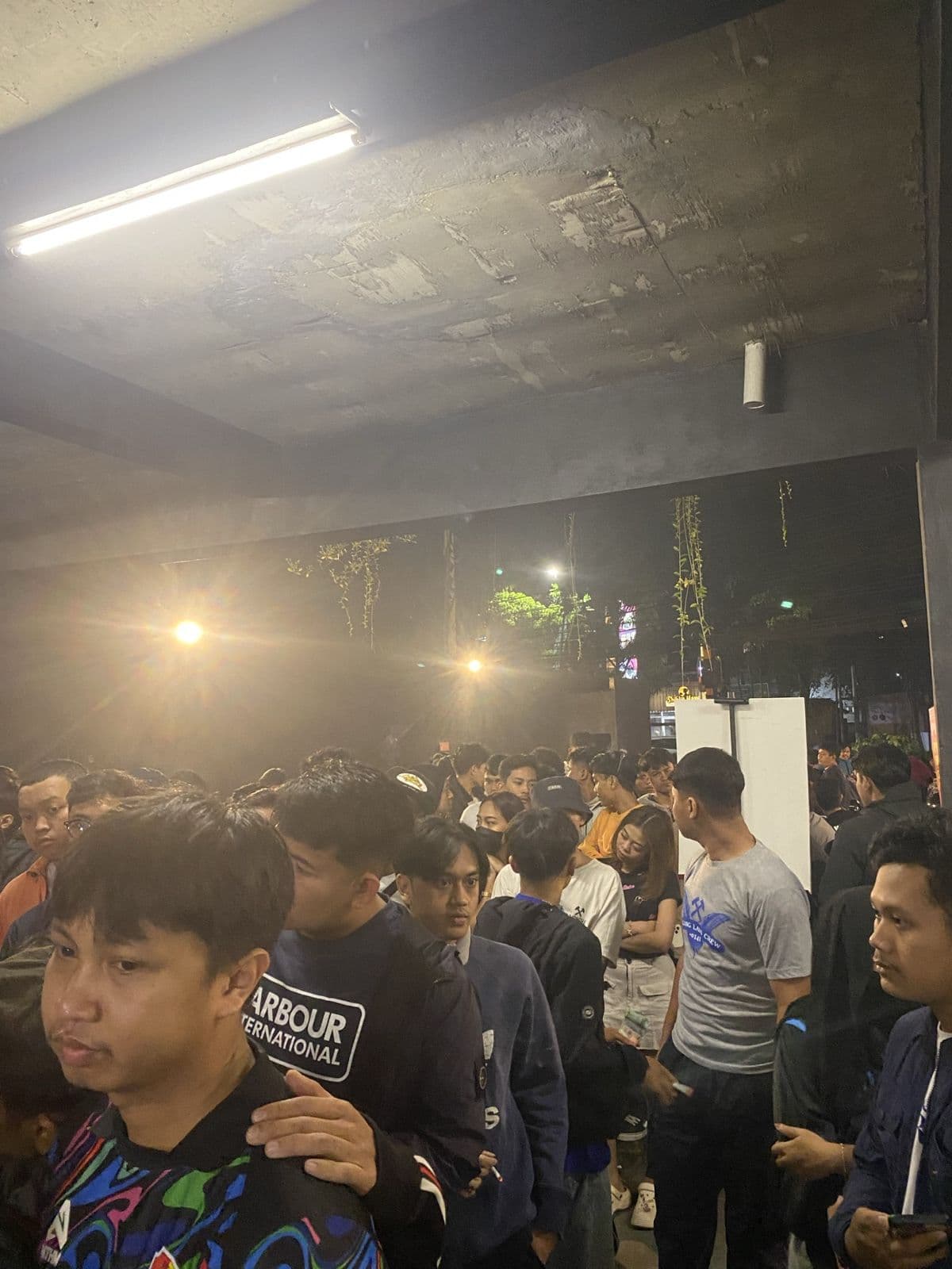 Crowd gathering at the gate on event night