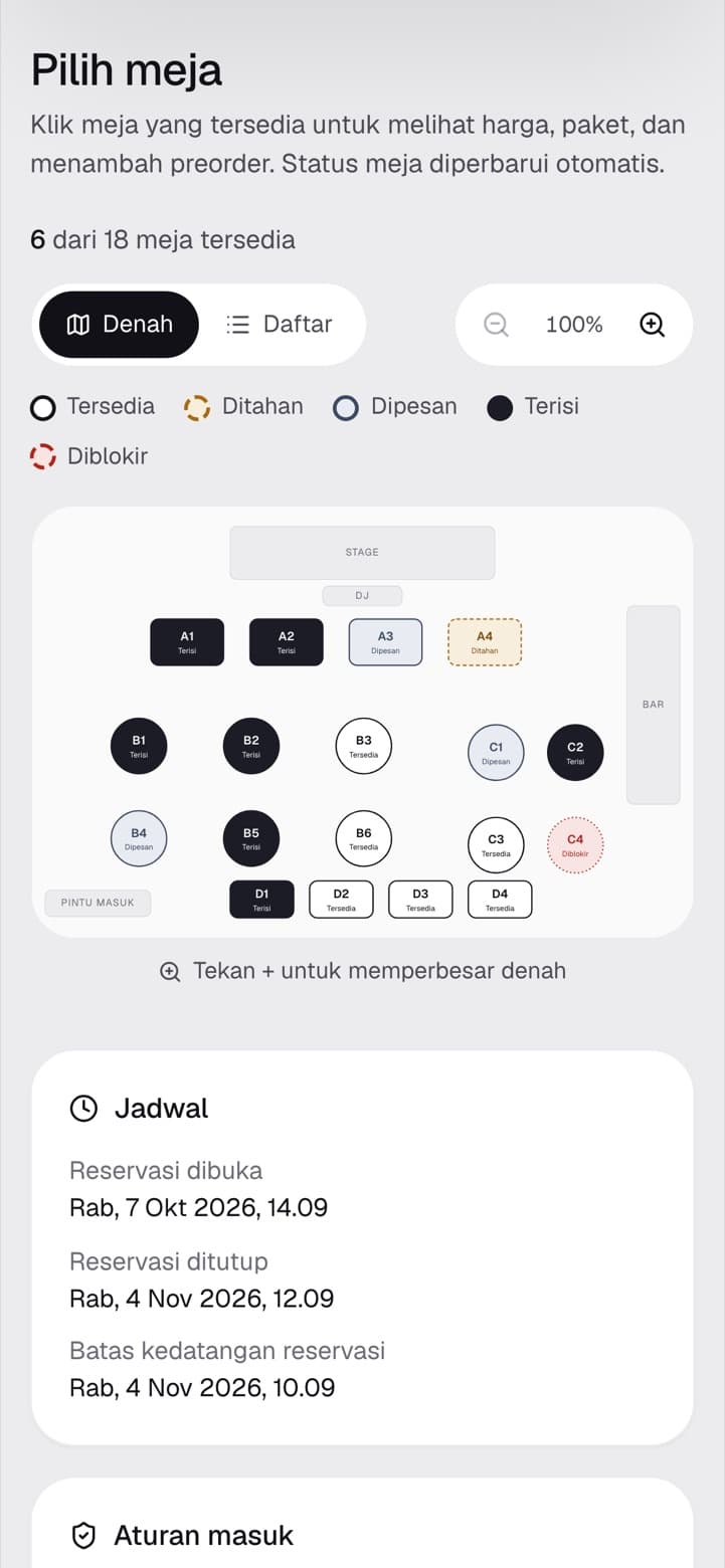 VOXORDER Guest screen: Pick a table on the live floor plan